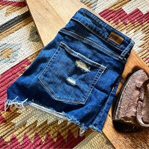 Paige - Lightly Distressed Denim Shorts